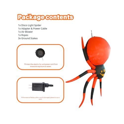 Inflatable Hanging Spider Halloween Decor with LED Lights - 8ft Outdoor Yard Decoration