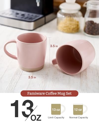 Pink Milkyway Coffee Mug Set of 4 13oz Ceramic Cups with Handle - Famiware
