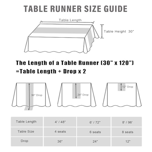White 10FT Chiffon Table Runners Set of 4 - Elegant Wedding & Party Decorations