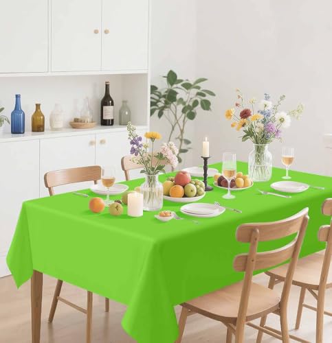 Disposable Lime Green Rectangle Tablecloth 54x108 Inches - 2 Pack, Waterproof Party Cover
