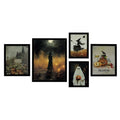 Halloween Wall Art Decor Set - Framed 5 Pack with Black Frames & Custom Sizes (Black / Halloween)
