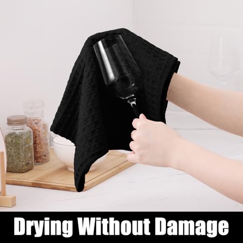 Homaxy Microfiber Kitchen Towels Set - Black, 8 Pack, 16x28 & 12x12 Inches