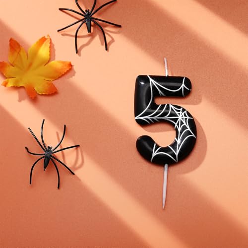 Halloween Spider Number Candle - 5 - Cake Topper for Spooky Birthday & Party Decor