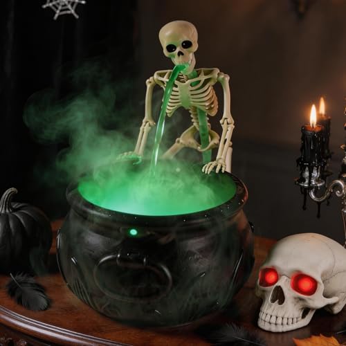 Halloween Indoor Decor Set with Puking Skeleton & Cauldron - Spooky Effect