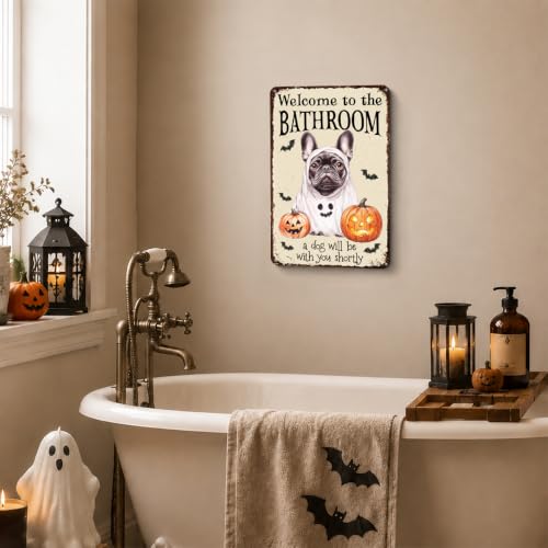 Halloween Wall Art - French Bulldog Pumpkin Sign with Variation 1