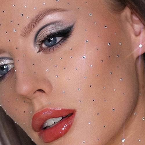 Self-Adhesive Face Gems Rhinestone Stickers for Makeup & Body Art - White AB, 3 Sheets