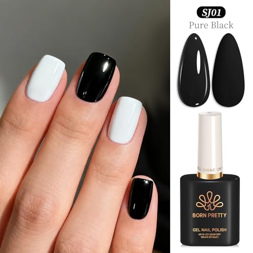Black Gel Nail Polish - Opaque Black Halloween Design - Pure Black Variation, 15ml