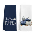 Blue Fall Pumpkin Kitchen Towels Set of 2 - Autumn Farmhouse Decor