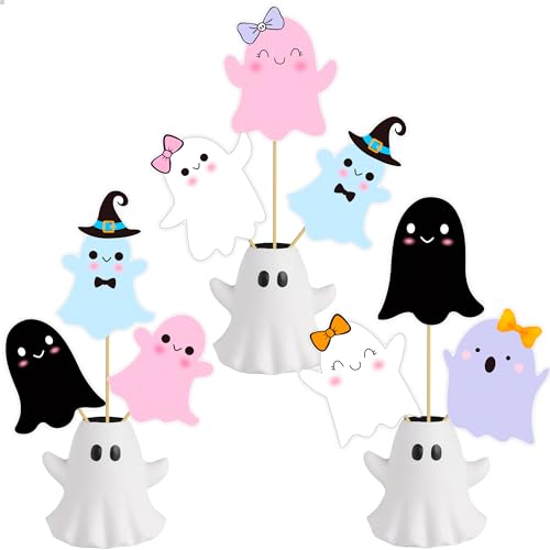 Halloween Ghost Centerpiece Sticks - 14 Pack Spooky Table Decorations for Parties