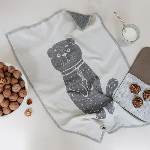 Cat-Themed Funny Cotton Kitchen Dish Towels Set of 4 - Housewarming Gift