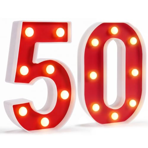 Red Light Up Numbers 50th Birthday Party Decorations for Him & Her - Variation of THIS Listing