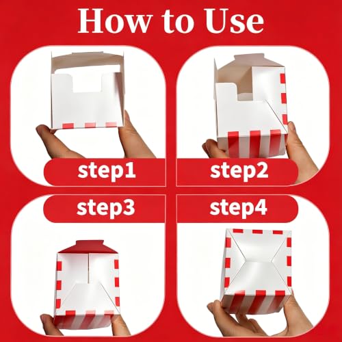 Mini Party Popcorn Cups 24 Pack Red Waves Disposable Paper Treat Boxes