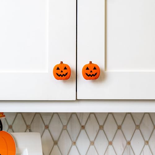 Jack O Lantern Decorative Knob Covers - Halloween Cabinet Decor (12 Pack)
