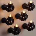 Halloween Skeleton Hand Wall Candle Holder Set - 6 Pieces with LED Candles