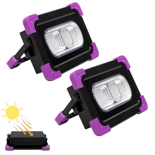 Solar Rechargeable Black Light 2 Pack - UV LED Flood Lights for Party & Decor