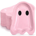 FoldTier 100 Pcs 9 Inch Ghost Halloween Paper Plates Pink Disposable Party Tableware