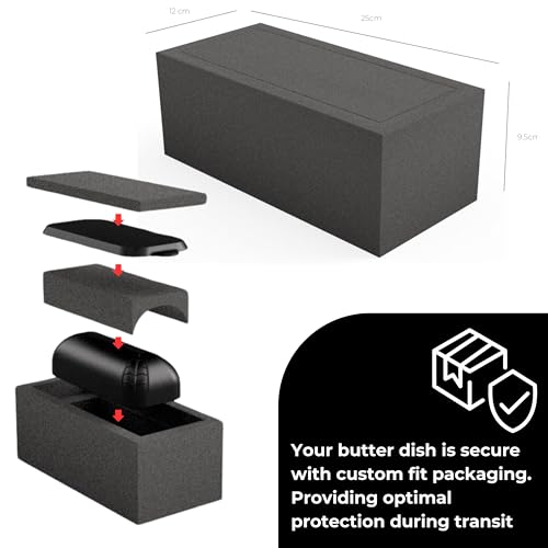 Halloween Spiderweb Butter Dish with Lid - Gothic Black Ceramic