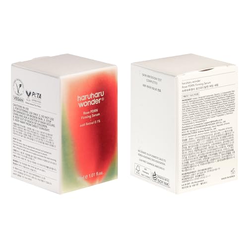 haruharu wonder Rose PDRN Firming Serum with Retinal 0.1%, Boost Collagen, Bulgarian Rose, Minimize Fine lines & Wrinkles, For Sensitive Skin, Fragrance Free, Korean Skincare, Vegan, 1.01 fl.oz