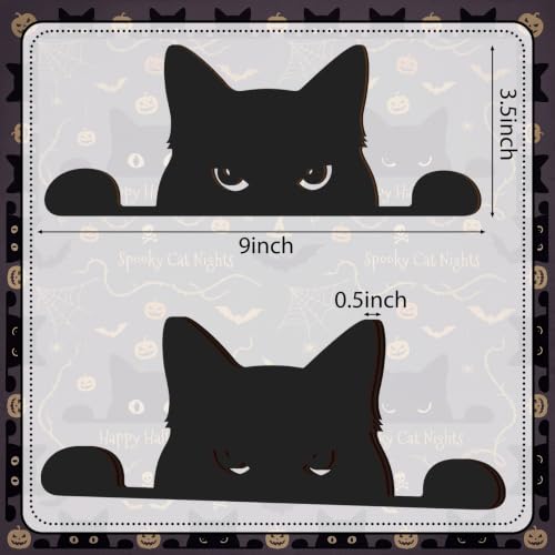 Wooden Black Cat Halloween Decor Peeking Silhouette for Home & Party