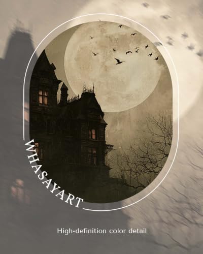 Castle Framed Canvas Wall Decor - Gothic Foggy Haunted Manor 16x12 Inch - Variation of Castle / Framed / 16L x 12W