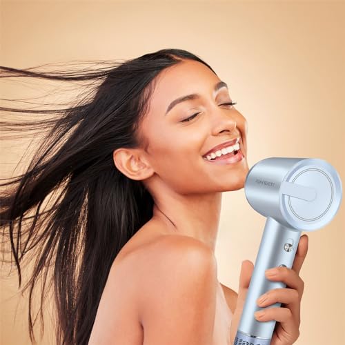 Ionic Hair Dryer with 200 Million Negative Ions, High-Speed Blow Dryer for Women and Men Fast Drying Low Noise Travel Hairdryer (Silver Blue, with Concentrator Nozzle)