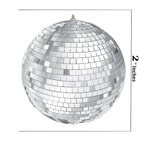 24-Pack 2-Inch Silver Mirror Disco Balls Hanging Party Decorations