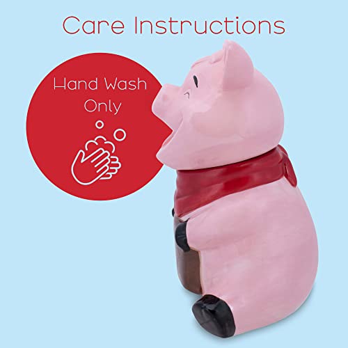 Pink Pig Ceramic Cookie & Candy Jar with Airtight Lid - Farmhouse Kitchen Storage
