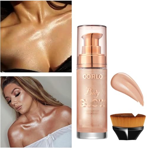 Corlo Rose Gold Body Shimmer Oil 1.05 Fl Oz Liquid Glitter Highlight for Face & Body