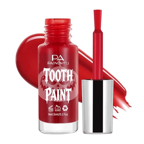 Blood Red Tooth Paint - Realistic SFX Makeup for Vampire Looks, Halloween, Durable, Non-Toxic, with Variation: Red