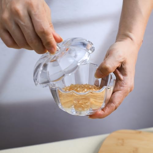 Glass Pumpkin Sugar Bowl with Lid - Fall Themed Candy & Storage Jar