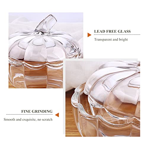 Glass Pumpkin Candy Jar with Lid - Halloween Decor, 750ml Food Storage Container
