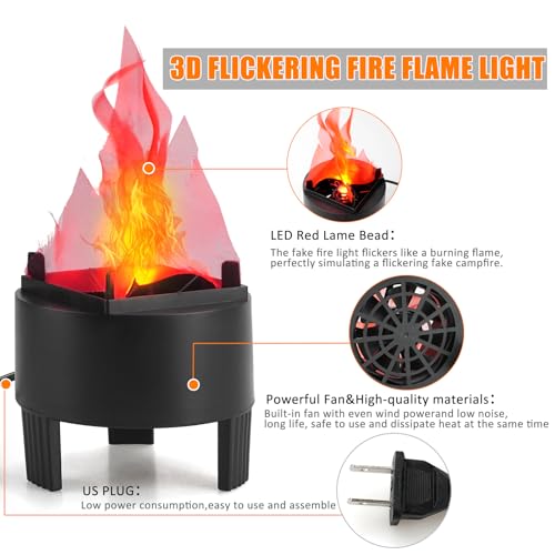 3D Fake Fire Flame Light - LED Effect Lamp for Halloween Christmas Party Decor