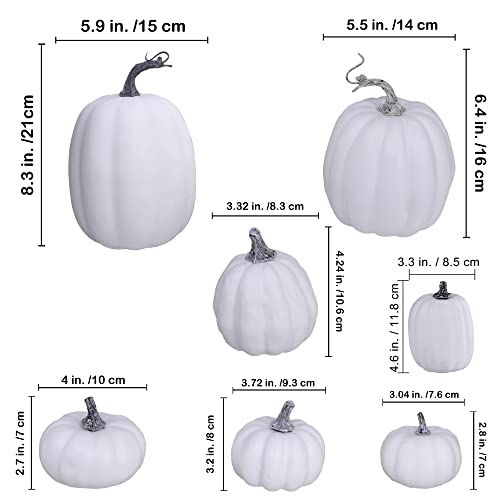 Artificial White Pumpkins Bulk Set for Fall Decor, Wedding & Holiday Centerpieces - 12 Pcs