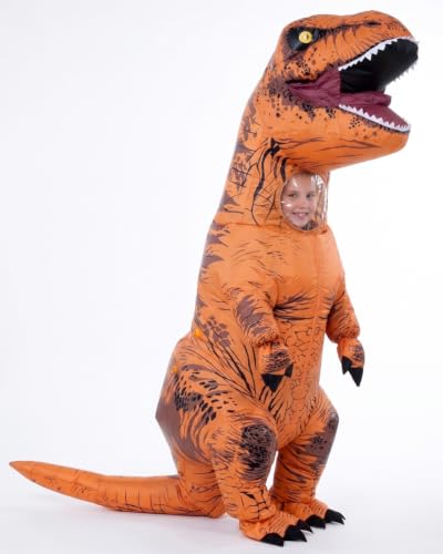 Inflatable Dinosaur Decoration - Brown T-Rex Halloween Blow Up with Fast Inflation - Variation