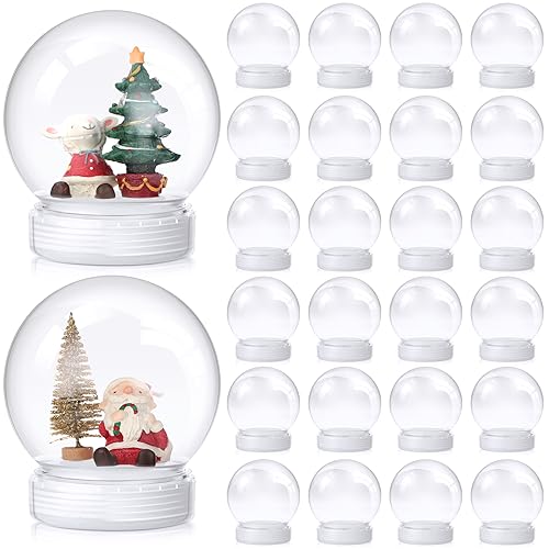 DIY Clear Snow Globes Bulk Set - 24 Pieces 3.9 Inch Fillable Christmas Decor