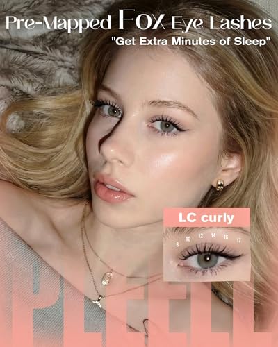 F.Natural Fox Eye Lash Clusters Wispy Natural Cat Eye Lashes with Invisible Band - Left & Right Spikes