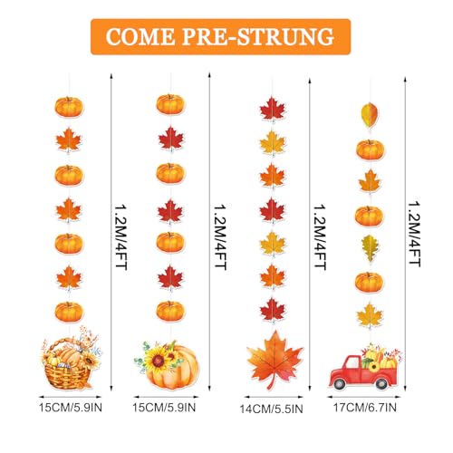 Fall Banner and Garland Set with Glitter Leaves and Pumpkins for Autumn Party Decorations