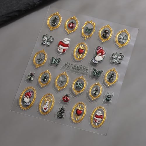 Halloween Nail Art Stickers Decals 5D Embossed Spider Ghost Pumpkin Self-Adhesive - Variation 1