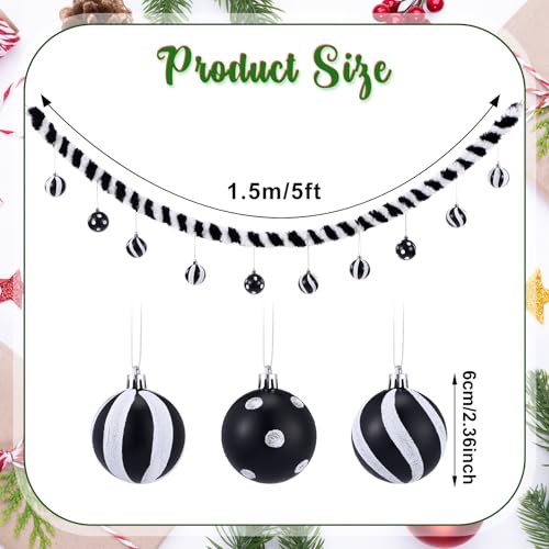 Halloween Worm Garland with Black and White Ornaments - 5ft Spooky Decor