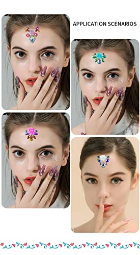 Rainbow Rhinestone Face Gems and Eyebrow Stickers for Festival Makeup