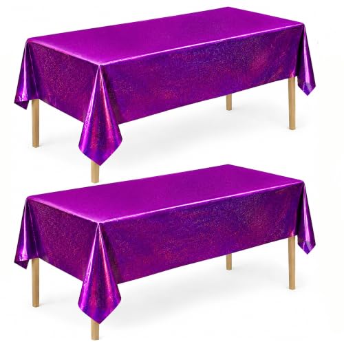 Pink and Purple Laser Holographic Tablecloths - 2 Pack Birthday Party Decorations
