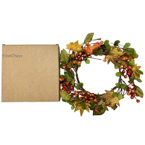 Fall Candle Ring Wreath - 12 Inch Outer Diameter Autumn Decor
