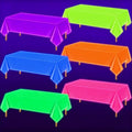 Neon Rainbow Tablecloths - 6 Pack Glow in the Dark Plastic Party Table Cover - Variation: Rainbow