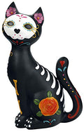 Sugar Kitty Figurine - Dia de los Muertos Black Cat Hand-Painted Resin Decor