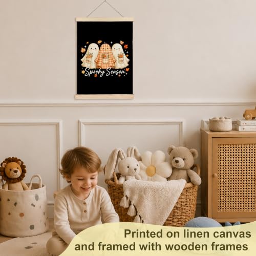 Halloween Ghost Fall Canvas Wall Art Decor 12x16 - Linen Style
