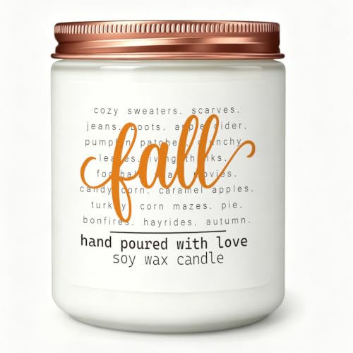 Fall Lavender Scented Candle - Autumn Home Decor Gift, 7oz, 30+ Hours Burn Time - Variation: Fall