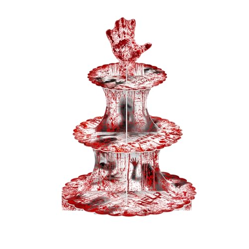 Halloween Bloody Cupcake Stand 3 Tier Party Decor for Scary Horror Birthday