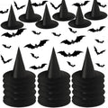 Halloween Witch Hat Set with 3D Bat Stickers - Indoor Outdoor Decorations, 24 Pieces