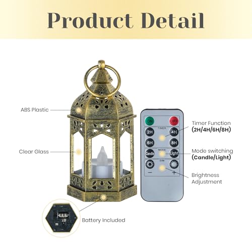 20PCS Gold Mini Lanterns for Party Decoration with Remote LED Candles - Variation of 20