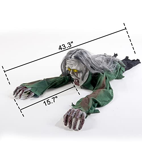Halloween Creepy Crawling Ghost Yard Decoration with Glowing Eyes and Sound - 43 Inch